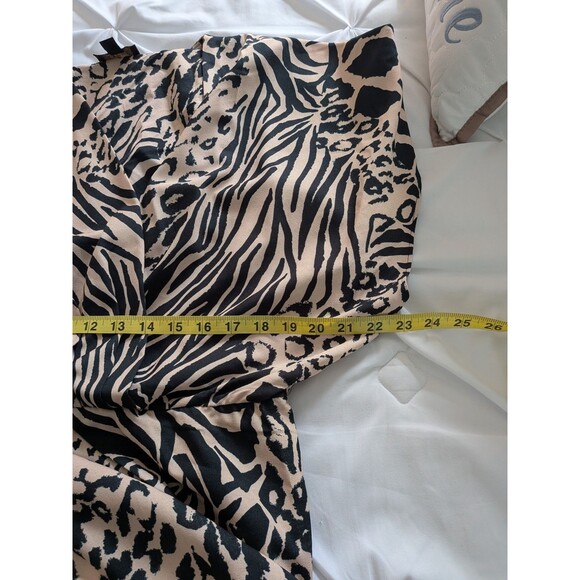 Lipsy London Dress Womens 14 Beige Black Cheetah Leopard Club Party Faux Wrap - Picture 11 of 13
